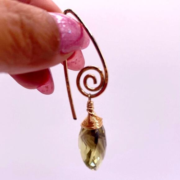 Gold Filled Citrine Earrings Handmade with Faceted Crystal Stones - Picture 6 of 6